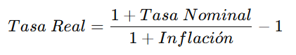 fórmula calculo tasa de interes real